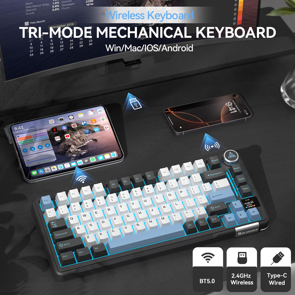 SOLAKAKA A75 PRO 75% Wireless Mechanical Gaming Keyboard