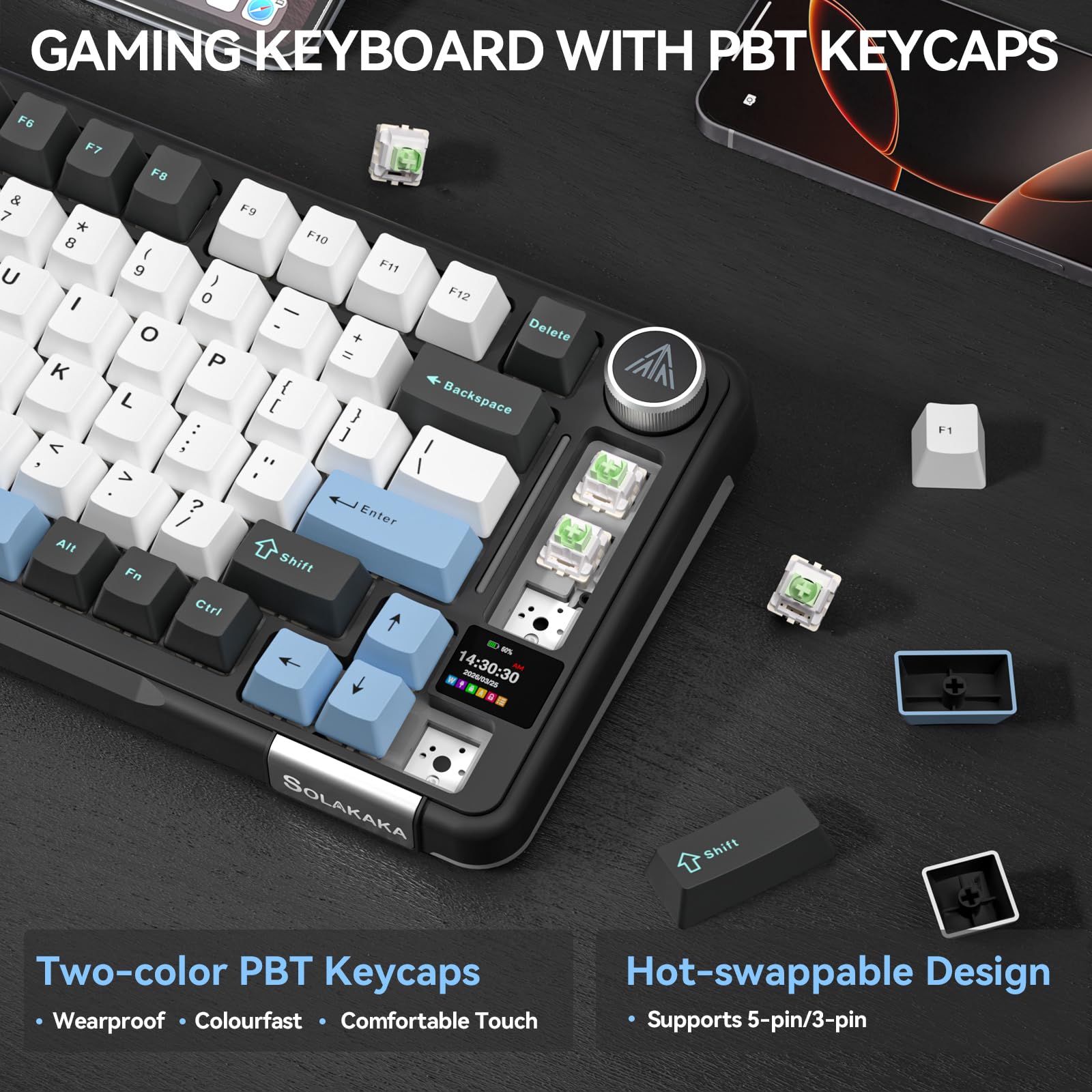 SOLAKAKA A75 PRO 75% Wireless Mechanical Gaming Keyboard