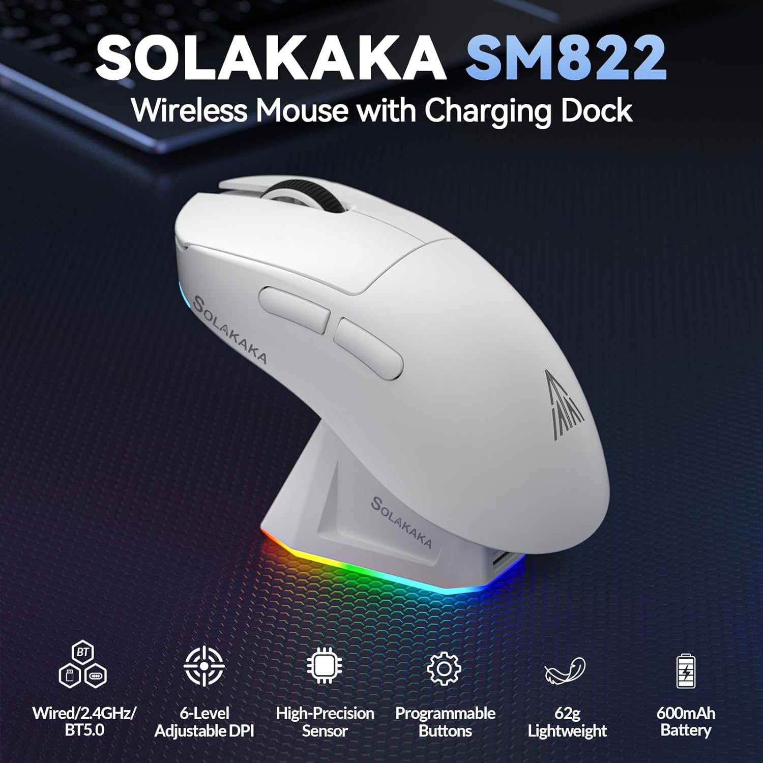 SOLAKAKA SM822 Wireless Gaming Mouse