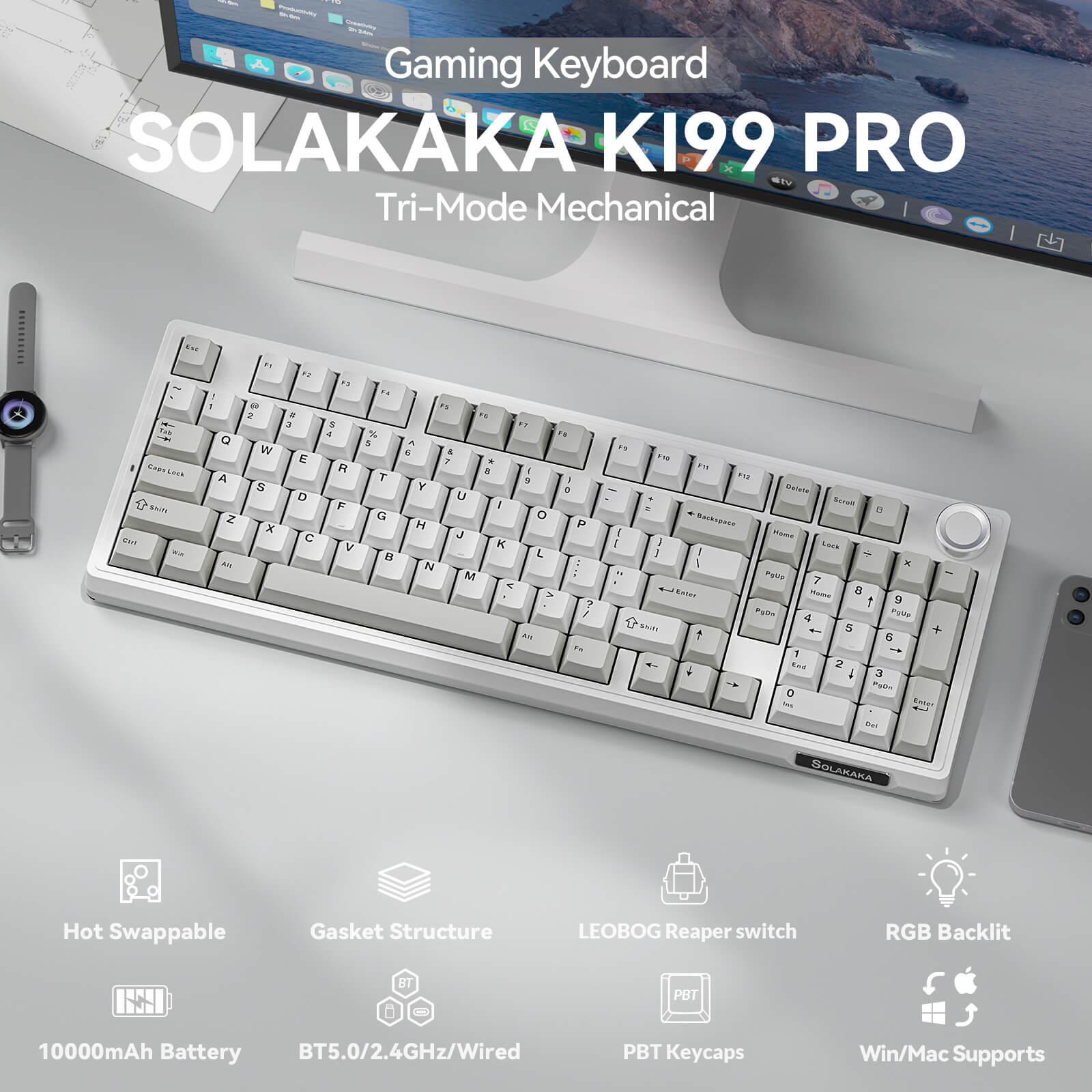 SOLAKAKA KI99 Pro Wireless Mechanical Keyboard