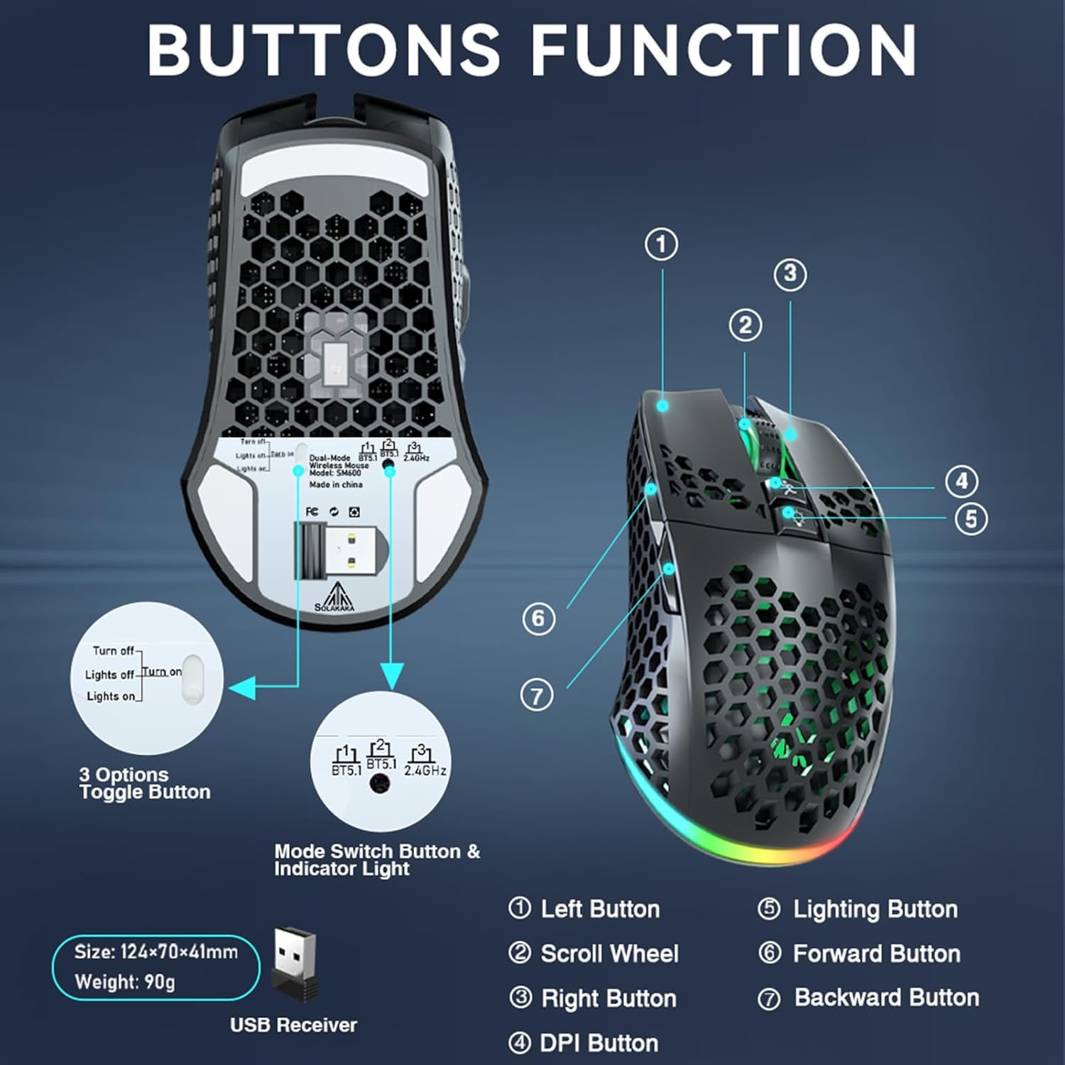 SOLAKAKA SM600 Wireless Gaming Mouse