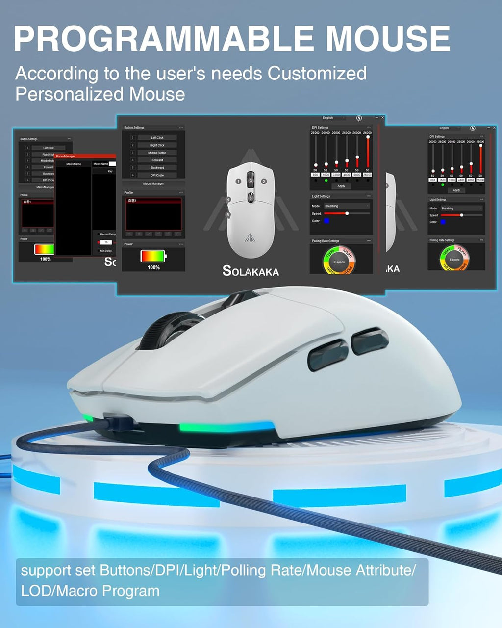 SOLAKAKA SM800 Wireless Gaming Mouse