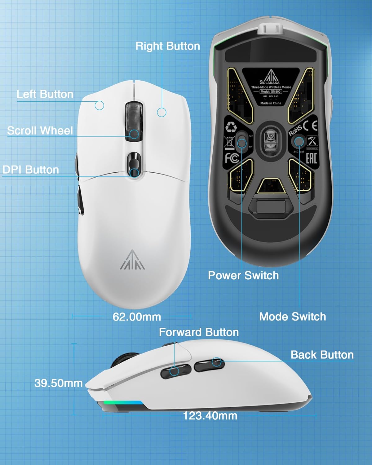 SOLAKAKA SM800 Wireless Gaming Mouse