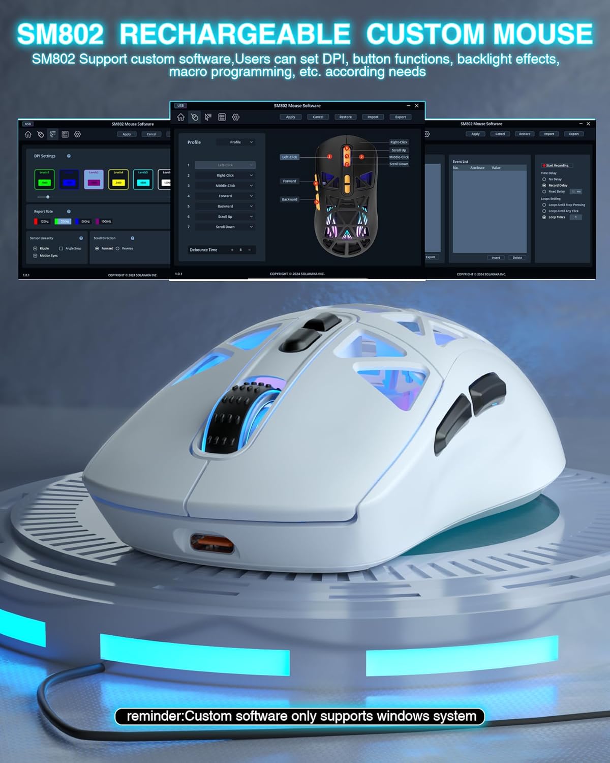SOLAKAKA SM802 Wireless Gaming Mouse